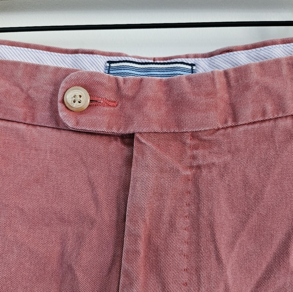 Peter Millar Salmon Red Chino Shorts Sz 35 Pima Cotton Classic Fit Made in Peru - Picture 5 of 10
